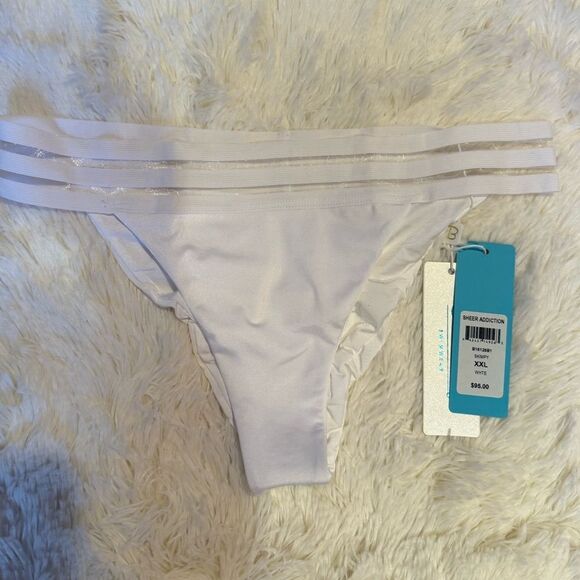 Beach Bunny Sheer Addiction White Bikini Bottom with Strappy Sides - Picture 1 of 5